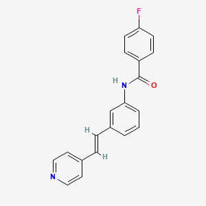 molecular formula C20H15FN2O B11481082 Benzamide, 4-fluoro-N-[3-[2-(4-pyridinyl)ethenyl]phenyl]- 