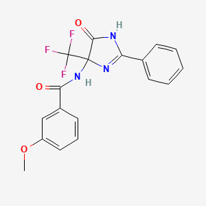 molecular formula C18H14F3N3O3 B11481185 3-methoxy-N-[5-oxo-2-phenyl-4-(trifluoromethyl)-4,5-dihydro-1H-imidazol-4-yl]benzamide 