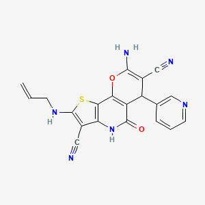 2-(allylamino)-8-amino-3-cyano-5-oxo-6-(3-pyridyl)-4,6-dihydro-5H-pyrano[2,3-d]thieno[3,2-b]pyridin-7-yl cyanide