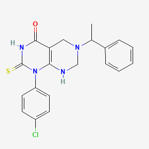 molecular formula C20H19ClN4OS B11481243 1-(4-chlorophenyl)-6-(1-phenylethyl)-2-thioxo-2,3,5,6,7,8-hexahydropyrimido[4,5-d]pyrimidin-4(1H)-one 