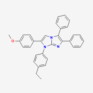 molecular formula C32H27N3O B11481262 1-(4-ethylphenyl)-2-(4-methoxyphenyl)-5,6-diphenyl-1H-imidazo[1,2-a]imidazole 