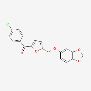 molecular formula C19H13ClO5 B11481270 {5-[(1,3-Benzodioxol-5-yloxy)methyl]-2-furyl}(4-chlorophenyl)methanone 