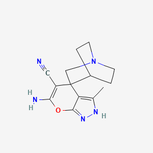 molecular formula C14H17N5O B11481283 6'-amino-3'-methyl-2'H-spiro[4-azabicyclo[2.2.2]octane-2,4'-pyrano[2,3-c]pyrazole]-5'-carbonitrile 