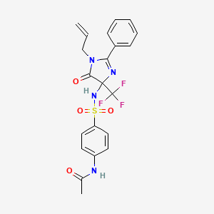 molecular formula C21H19F3N4O4S B11481300 N-(4-{[5-oxo-2-phenyl-1-(prop-2-en-1-yl)-4-(trifluoromethyl)-4,5-dihydro-1H-imidazol-4-yl]sulfamoyl}phenyl)acetamide 