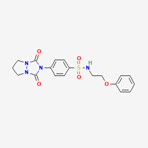 molecular formula C19H20N4O5S B11481317 4-(1,3-dioxodihydro-1H,5H-pyrazolo[1,2-a][1,2,4]triazol-2(3H)-yl)-N-(2-phenoxyethyl)benzenesulfonamide 