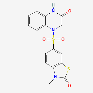 molecular formula C16H13N3O4S2 B11481325 4-[(3-methyl-2-oxo-2,3-dihydro-1,3-benzothiazol-6-yl)sulfonyl]-3,4-dihydroquinoxalin-2(1H)-one 