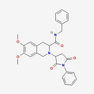 molecular formula C29H29N3O5 B11481333 N-benzyl-2-(2,5-dioxo-1-phenylpyrrolidin-3-yl)-6,7-dimethoxy-1,2,3,4-tetrahydroisoquinoline-3-carboxamide 