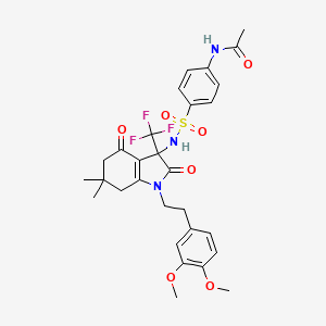 N-[4-({1-[2-(3,4-dimethoxyphenyl)ethyl]-6,6-dimethyl-2,4-dioxo-3-(trifluoromethyl)-2,3,4,5,6,7-hexahydro-1H-indol-3-yl}sulfamoyl)phenyl]acetamide