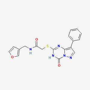 N-(furan-3-ylmethyl)-2-[(4-oxo-8-phenyl-3,4-dihydropyrazolo[1,5-a][1,3,5]triazin-2-yl)sulfanyl]acetamide