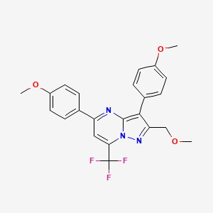 molecular formula C23H20F3N3O3 B11481456 2-(Methoxymethyl)-3,5-bis(4-methoxyphenyl)-7-(trifluoromethyl)pyrazolo[1,5-a]pyrimidine 