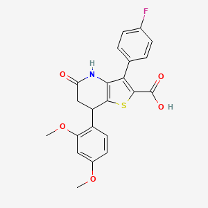 molecular formula C22H18FNO5S B11481470 7-(2,4-Dimethoxyphenyl)-3-(4-fluorophenyl)-5-oxo-4,5,6,7-tetrahydrothieno[3,2-b]pyridine-2-carboxylic acid 