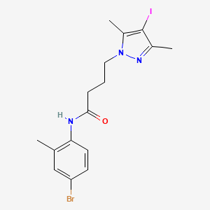 molecular formula C16H19BrIN3O B11481472 N-(4-bromo-2-methylphenyl)-4-(4-iodo-3,5-dimethyl-1H-pyrazol-1-yl)butanamide 