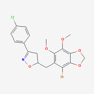 5-[(4-Bromo-6,7-dimethoxy-1,3-benzodioxol-5-yl)methyl]-3-(4-chlorophenyl)-4,5-dihydro-1,2-oxazole