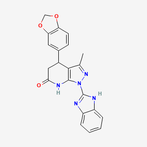 1-(1H-benzimidazol-2-yl)-4-(1,3-benzodioxol-5-yl)-3-methyl-1,4,5,7-tetrahydro-6H-pyrazolo[3,4-b]pyridin-6-one