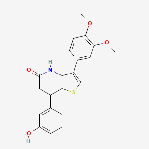 molecular formula C21H19NO4S B11481504 3-(3,4-dimethoxyphenyl)-7-(3-hydroxyphenyl)-6,7-dihydrothieno[3,2-b]pyridin-5(4H)-one 