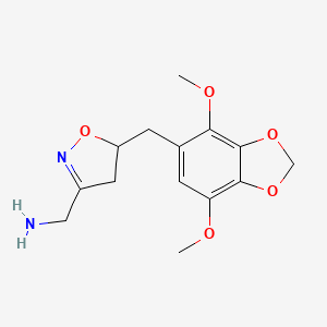 1-{5-[(4,7-Dimethoxy-1,3-benzodioxol-5-yl)methyl]-4,5-dihydro-1,2-oxazol-3-yl}methanamine