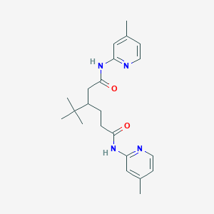 molecular formula C22H30N4O2 B11481538 3-tert-butyl-N,N'-bis(4-methylpyridin-2-yl)hexanediamide 