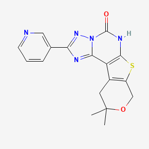 14,14-dimethyl-4-pyridin-3-yl-13-oxa-10-thia-3,5,6,8-tetrazatetracyclo[7.7.0.02,6.011,16]hexadeca-1(9),2,4,11(16)-tetraen-7-one