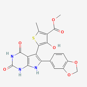 methyl 5-[6-(1,3-benzodioxol-5-yl)-2,4-dioxo-2,3,4,7-tetrahydro-1H-pyrrolo[2,3-d]pyrimidin-5-yl]-4-hydroxy-2-methylthiophene-3-carboxylate