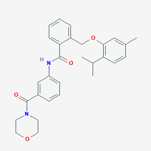 molecular formula C29H32N2O4 B11481560 2-{[5-methyl-2-(propan-2-yl)phenoxy]methyl}-N-[3-(morpholin-4-ylcarbonyl)phenyl]benzamide 