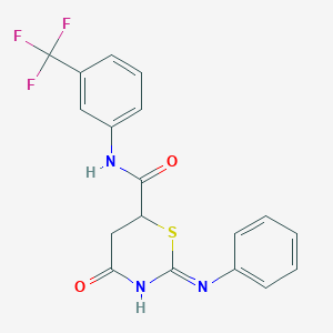 4-oxo-2-(phenylamino)-N-[3-(trifluoromethyl)phenyl]-5,6-dihydro-4H-1,3-thiazine-6-carboxamide