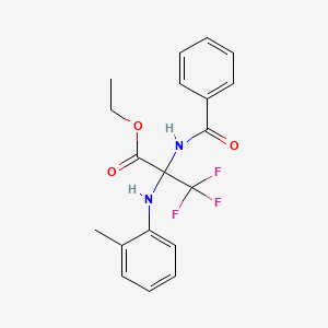 Propanoic acid, 2-(benzoylamino)-3,3,3-trifluoro-2-[(2-methylphenyl)amino]-, ethyl ester