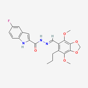 N'-[(E)-(4,7-dimethoxy-6-propyl-1,3-benzodioxol-5-yl)methylidene]-5-fluoro-1H-indole-2-carbohydrazide