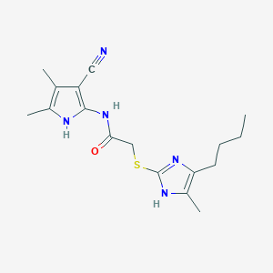 2-[(5-butyl-4-methyl-1H-imidazol-2-yl)sulfanyl]-N-(3-cyano-4,5-dimethyl-1H-pyrrol-2-yl)acetamide