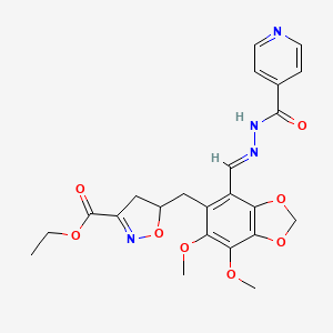 molecular formula C23H24N4O8 B11481719 ethyl 5-[(6,7-dimethoxy-4-{(E)-[2-(pyridin-4-ylcarbonyl)hydrazinylidene]methyl}-1,3-benzodioxol-5-yl)methyl]-4,5-dihydro-1,2-oxazole-3-carboxylate 