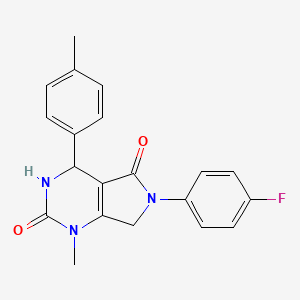 molecular formula C20H18FN3O2 B11481754 6-(4-fluorophenyl)-1-methyl-4-(4-methylphenyl)-3,4,6,7-tetrahydro-1H-pyrrolo[3,4-d]pyrimidine-2,5-dione 