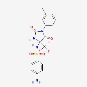 molecular formula C17H15F3N4O4S B11481767 4-amino-N-[1-(3-methylphenyl)-2,5-dioxo-4-(trifluoromethyl)imidazolidin-4-yl]benzenesulfonamide 