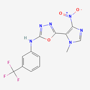 molecular formula C13H9F3N6O3 B11481807 5-(1-methyl-4-nitro-1H-imidazol-5-yl)-N-[3-(trifluoromethyl)phenyl]-1,3,4-oxadiazol-2-amine 