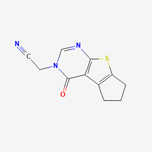 molecular formula C11H9N3OS B11481833 4H-Cyclopenta[4,5]thieno[2,3-d]pyrimidine-3-acetonitrile, 3,5,6,7-tetrahydro-4-oxo- 