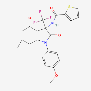 N-[1-(4-methoxyphenyl)-6,6-dimethyl-2,4-dioxo-3-(trifluoromethyl)-2,3,4,5,6,7-hexahydro-1H-indol-3-yl]thiophene-2-carboxamide