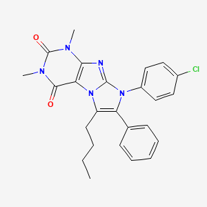 molecular formula C25H24ClN5O2 B11481852 6-butyl-8-(4-chlorophenyl)-1,3-dimethyl-7-phenyl-1H-imidazo[2,1-f]purine-2,4(3H,8H)-dione 