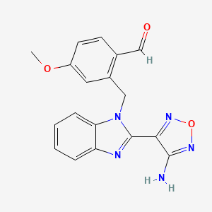 molecular formula C18H15N5O3 B11481861 2-{[2-(4-amino-1,2,5-oxadiazol-3-yl)-1H-benzimidazol-1-yl]methyl}-4-methoxybenzaldehyde 