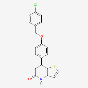 molecular formula C20H16ClNO2S B11481865 7-{4-[(4-chlorobenzyl)oxy]phenyl}-6,7-dihydrothieno[3,2-b]pyridin-5(4H)-one 