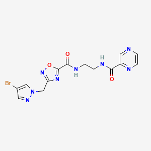 N-{2-[({3-[(4-bromo-1H-pyrazol-1-yl)methyl]-1,2,4-oxadiazol-5-yl}carbonyl)amino]ethyl}pyrazine-2-carboxamide