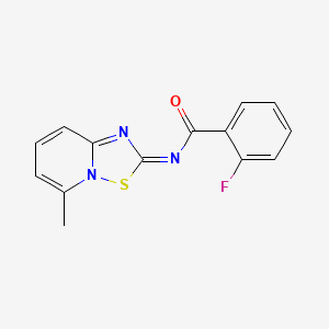 2-fluoro-N-[(2E)-5-methyl-2H-[1,2,4]thiadiazolo[2,3-a]pyridin-2-ylidene]benzamide