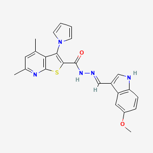 N'-[(E)-(5-methoxy-1H-indol-3-yl)methylidene]-4,6-dimethyl-3-(1H-pyrrol-1-yl)thieno[2,3-b]pyridine-2-carbohydrazide