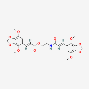 molecular formula C26H27NO11 B11481894 2-{[(2E)-3-(4,7-dimethoxy-1,3-benzodioxol-5-yl)prop-2-enoyl]amino}ethyl (2E)-3-(4,7-dimethoxy-1,3-benzodioxol-5-yl)prop-2-enoate 