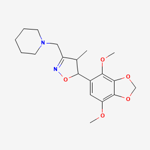 molecular formula C19H26N2O5 B11481950 1-{[5-(4,7-Dimethoxy-1,3-benzodioxol-5-yl)-4-methyl-4,5-dihydro-1,2-oxazol-3-yl]methyl}piperidine 