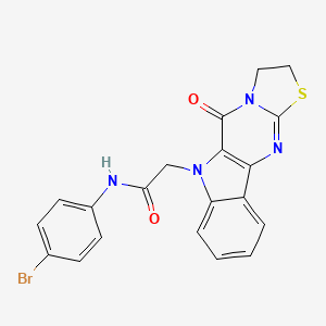 molecular formula C20H15BrN4O2S B11481967 N-(4-bromophenyl)-2-(10-oxo-14-thia-8,11,16-triazatetracyclo[7.7.0.02,7.011,15]hexadeca-1(9),2,4,6,15-pentaen-8-yl)acetamide 