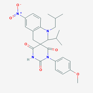 1-(4-methoxyphenyl)-1'-(2-methylpropyl)-6'-nitro-2'-(propan-2-yl)-1',4'-dihydro-2H,2'H-spiro[pyrimidine-5,3'-quinoline]-2,4,6(1H,3H)-trione