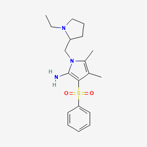 molecular formula C19H27N3O2S B11481981 1-[(1-ethylpyrrolidin-2-yl)methyl]-4,5-dimethyl-3-(phenylsulfonyl)-1H-pyrrol-2-amine 