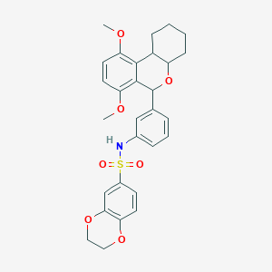 molecular formula C29H31NO7S B11481996 N-[3-(7,10-dimethoxy-2,3,4,4a,6,10b-hexahydro-1H-benzo[c]chromen-6-yl)phenyl]-2,3-dihydro-1,4-benzodioxine-6-sulfonamide 