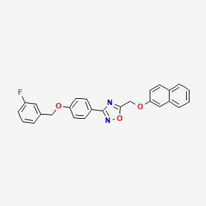 3-{4-[(3-Fluorobenzyl)oxy]phenyl}-5-[(naphthalen-2-yloxy)methyl]-1,2,4-oxadiazole