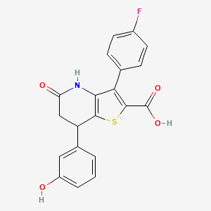 molecular formula C20H14FNO4S B11482022 3-(4-Fluorophenyl)-7-(3-hydroxyphenyl)-5-oxo-4,5,6,7-tetrahydrothieno[3,2-b]pyridine-2-carboxylic acid 