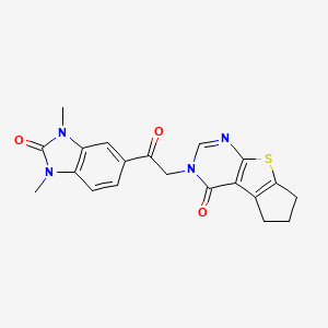 3-[2-(1,3-dimethyl-2-oxo-2,3-dihydro-1H-benzimidazol-5-yl)-2-oxoethyl]-3,5,6,7-tetrahydro-4H-cyclopenta[4,5]thieno[2,3-d]pyrimidin-4-one