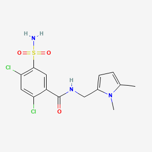 molecular formula C14H15Cl2N3O3S B11482095 2,4-dichloro-N-[(1,5-dimethyl-1H-pyrrol-2-yl)methyl]-5-sulfamoylbenzamide 